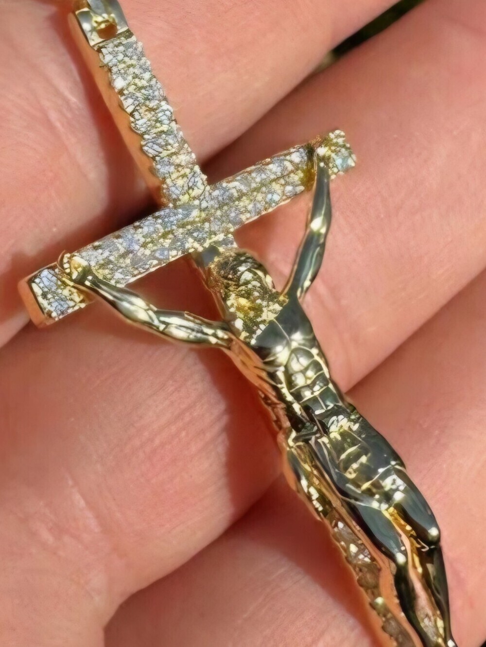 Iced Out 3D Jesus On Cross Moissanite Pendant - 14k Gold Vermeil/ 925 Silver NEW